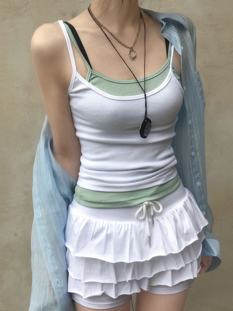 Jelly Layered Ribbed Sleeveless Top