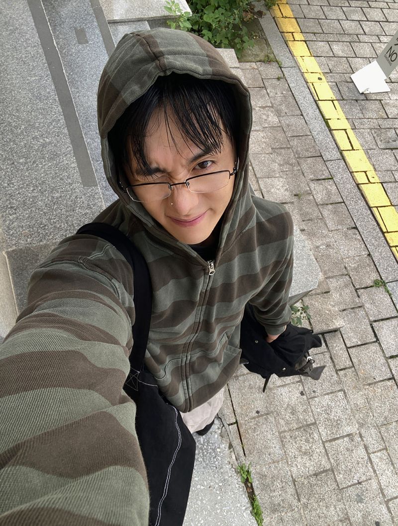 No.1413 dyeing stripe hood ZIP-UP