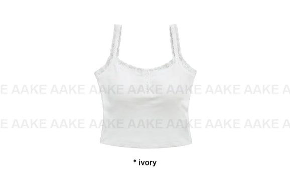 [with cup] LACE BUTTON SLEEVELESS