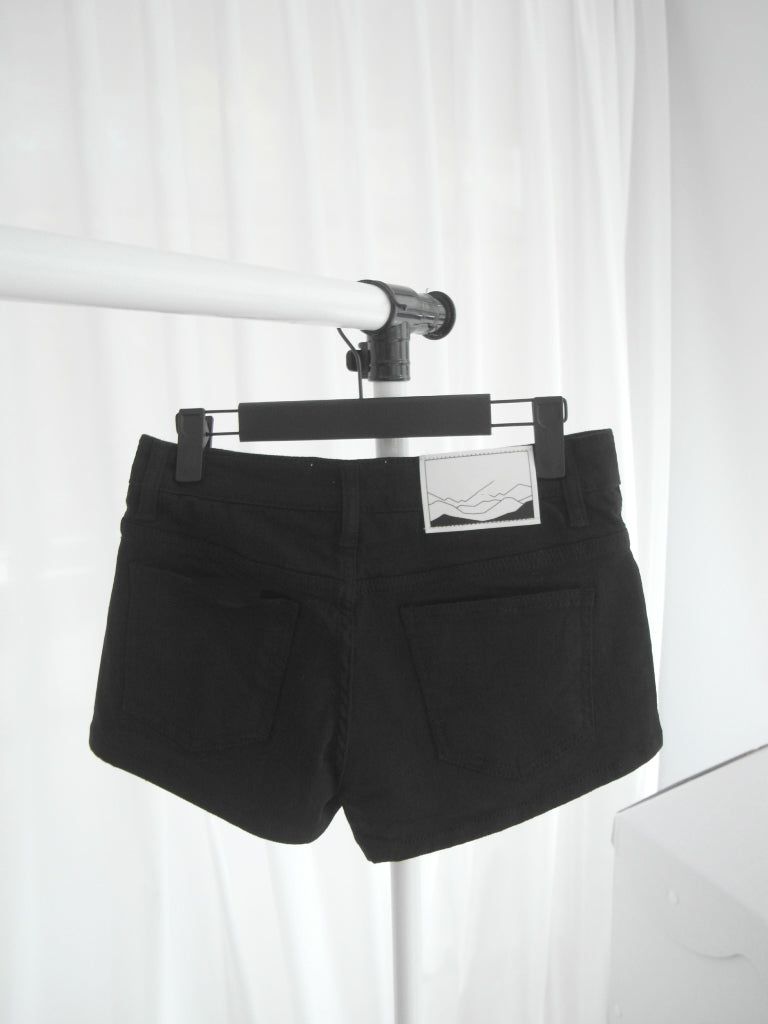 Black Spand Denim Shorts