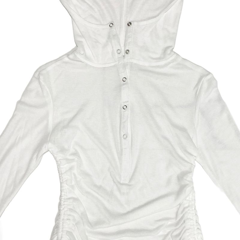 Side string button hoodie