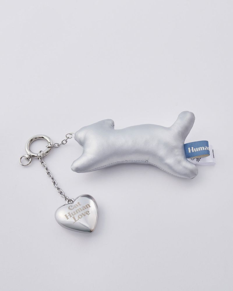 SILVER CAT HEART KEY-RING / SILVER