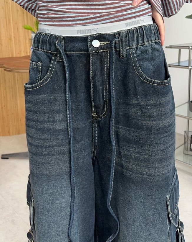 Letty Strap Cargo Bermuda Denim