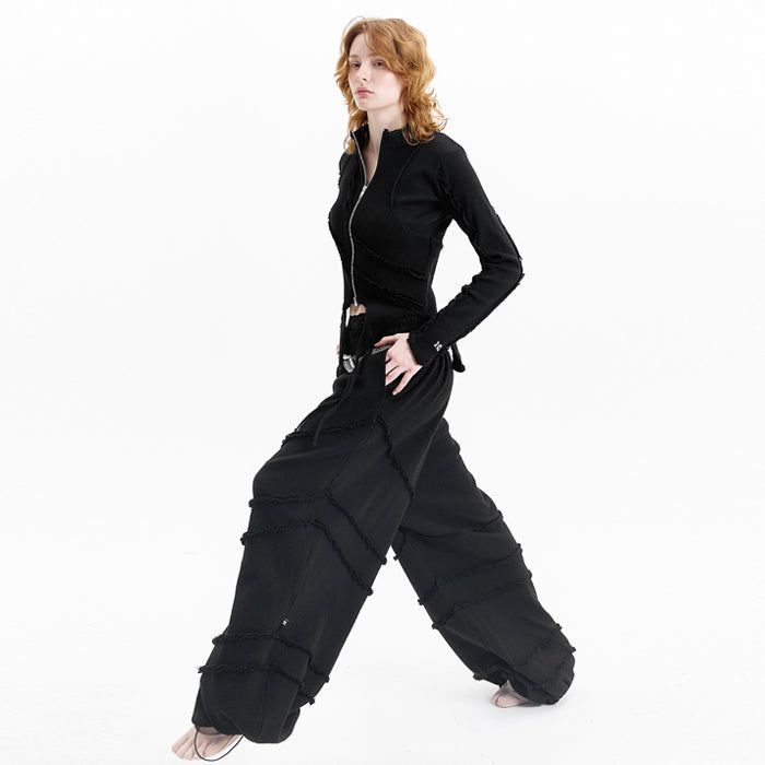 Waffle diagonal decoration pants