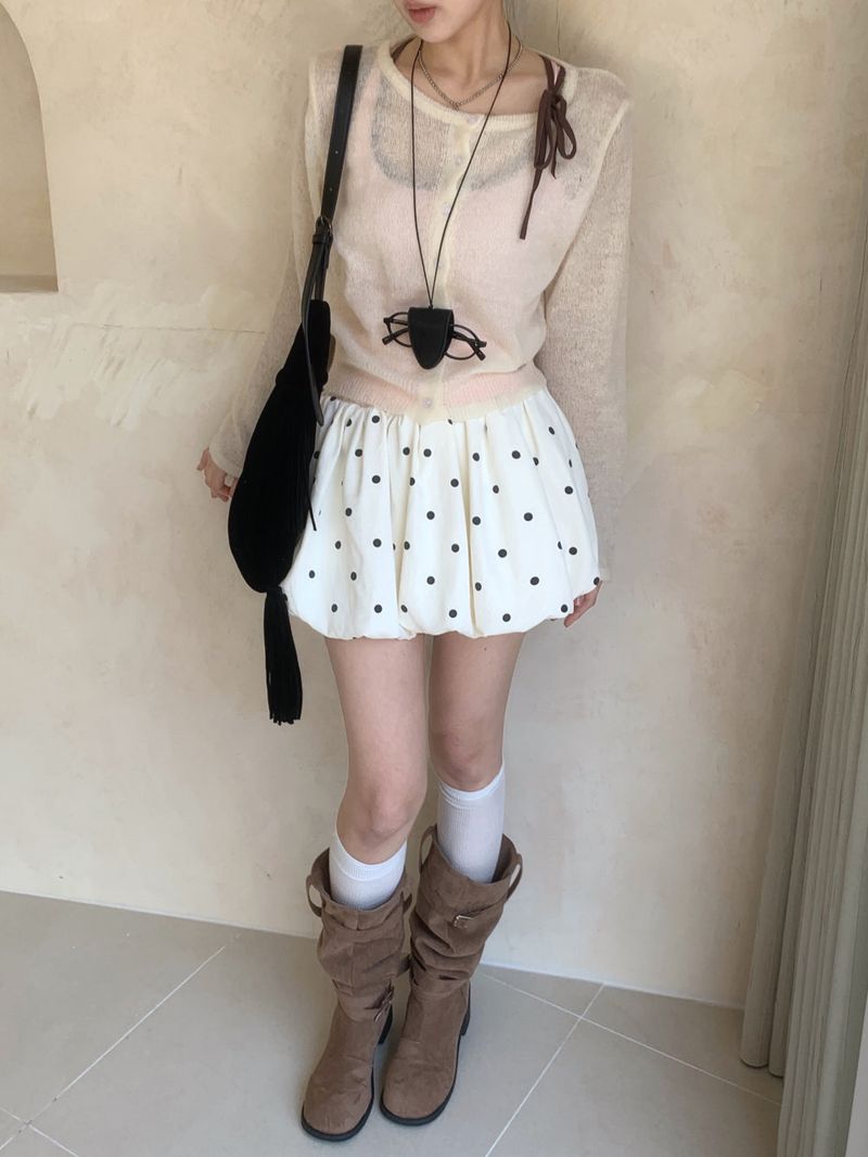 Dot Mellow Balloon Fit Mini Skirt