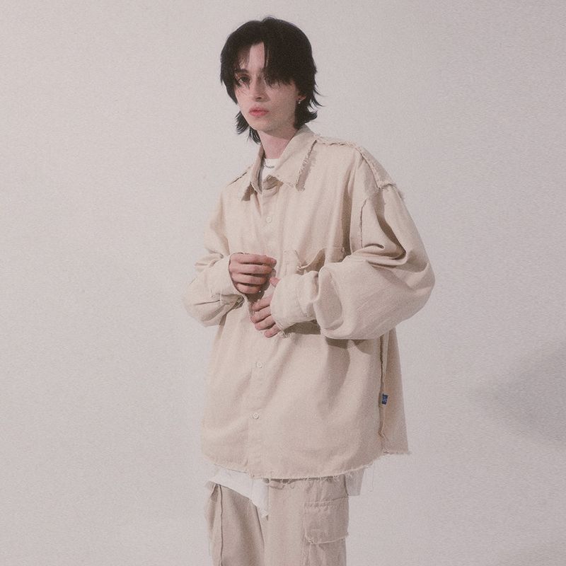 grunge plain shirt_lightbeige