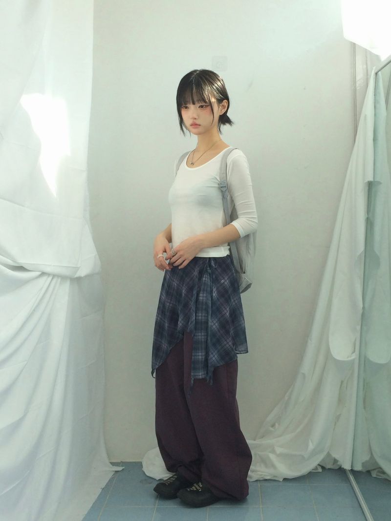 Semi-balloon pocket cotton pants
