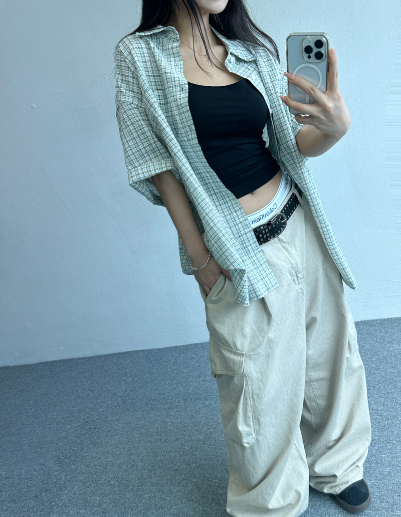 CHECK POINT BIG SHIRT💚❤🖤 - 3 COLORS