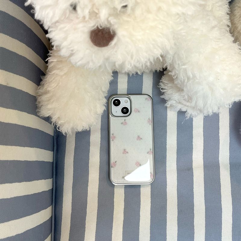 [MADE][Glass Silver Bumper Case]  Rose Stitch Knit Case