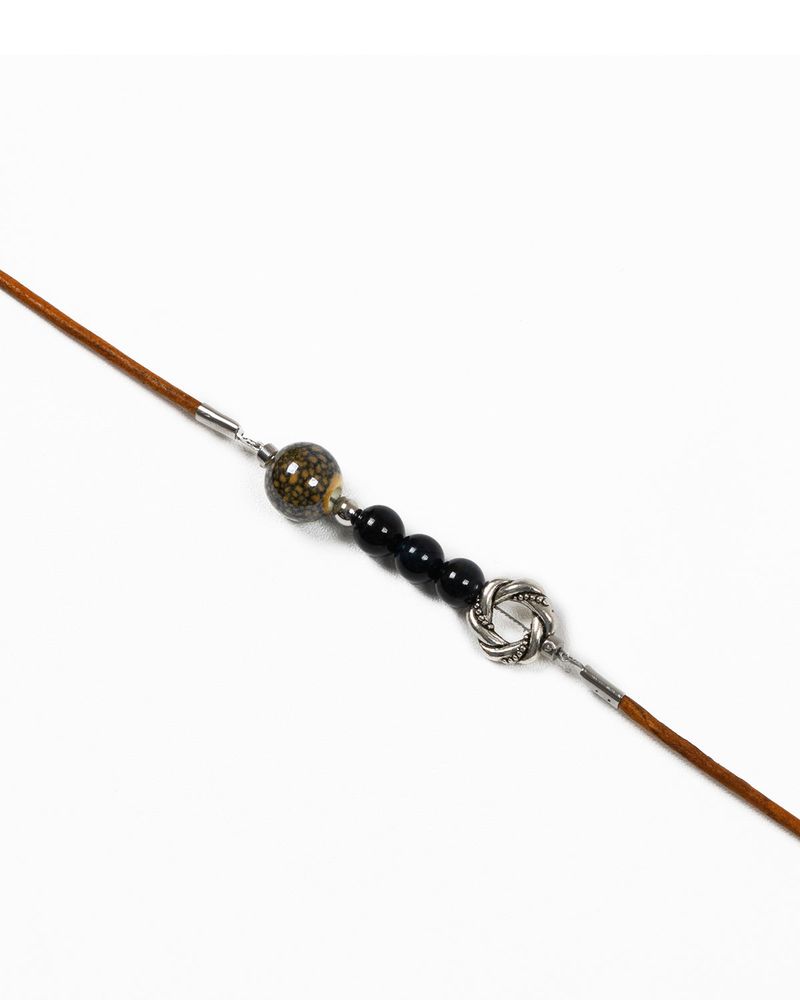 Stone Combi Necklace - Tigers Eye Loop _ BROWN