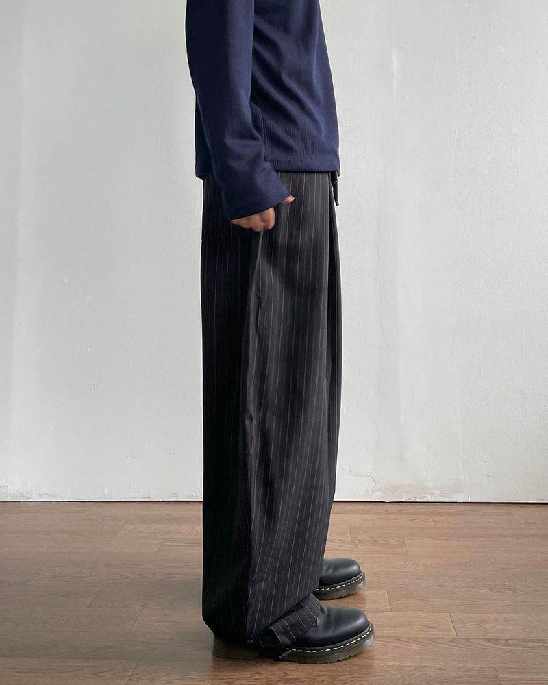 Drape Stripe Banding Slacks
