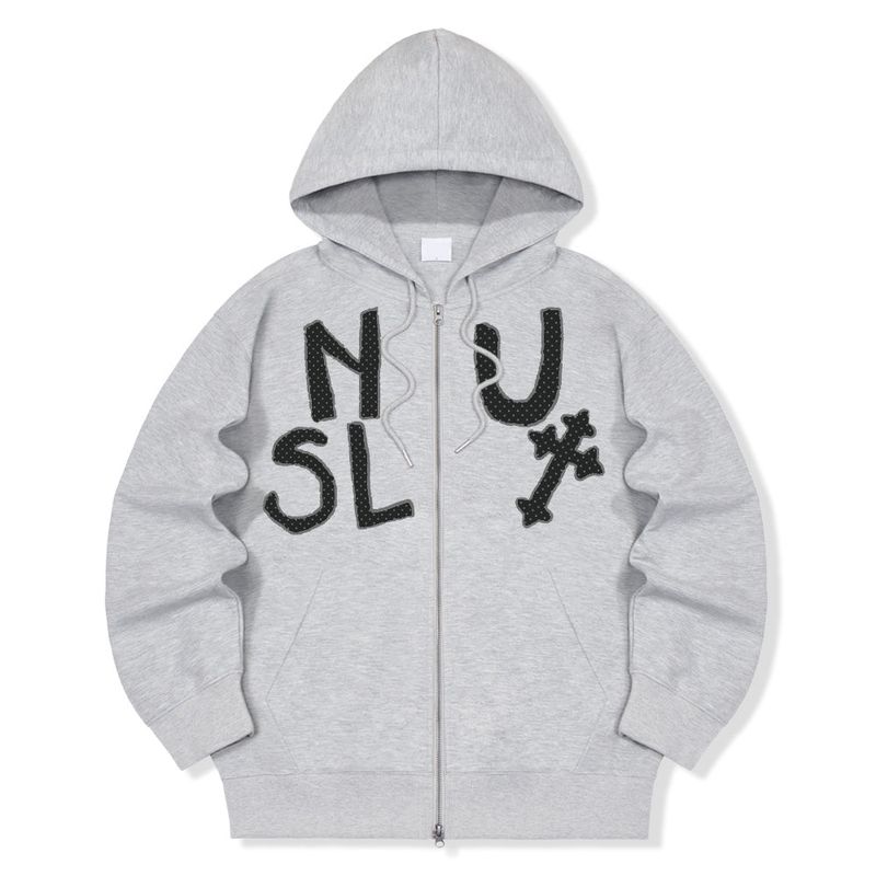 Dot Cross 2way Zip-Up Hoodie - 2COLOR
