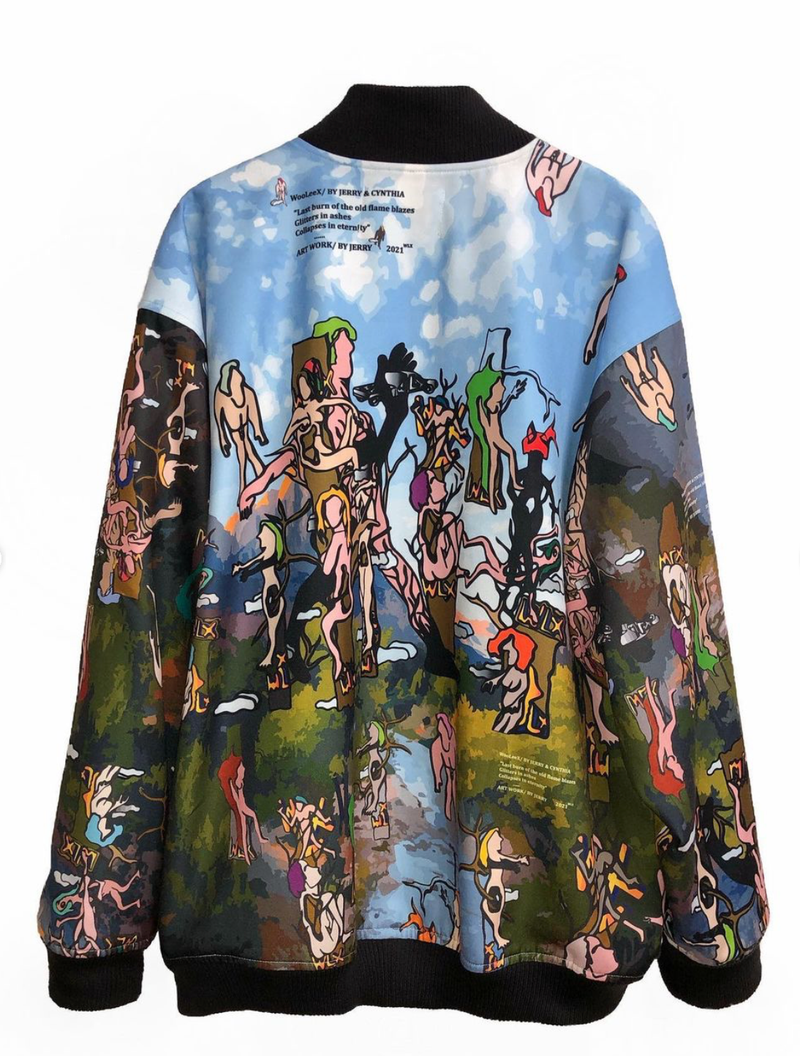 World' Print Bomber Jacket (Large Pattern)