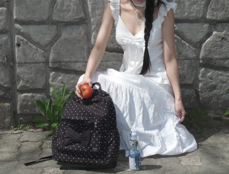 Polka dot ribbon backpack