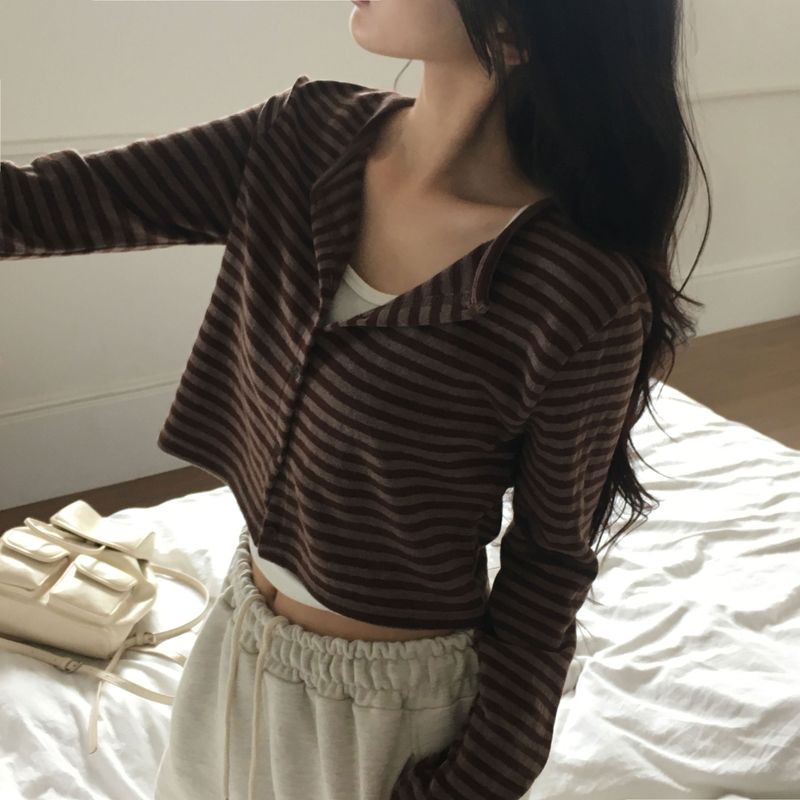 [MADE] Ghibli, striped cropped cardigan