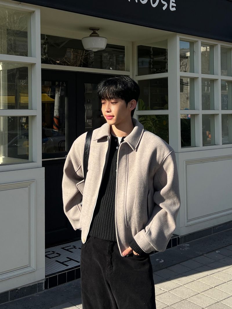 Span Harrington Cropped Wool Jacket (2 Colors)