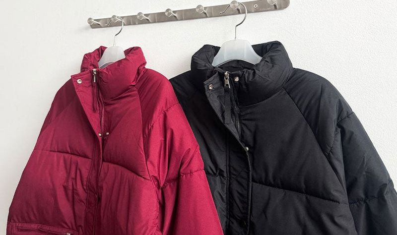  Ringf pocket zipper high neck padded jumper