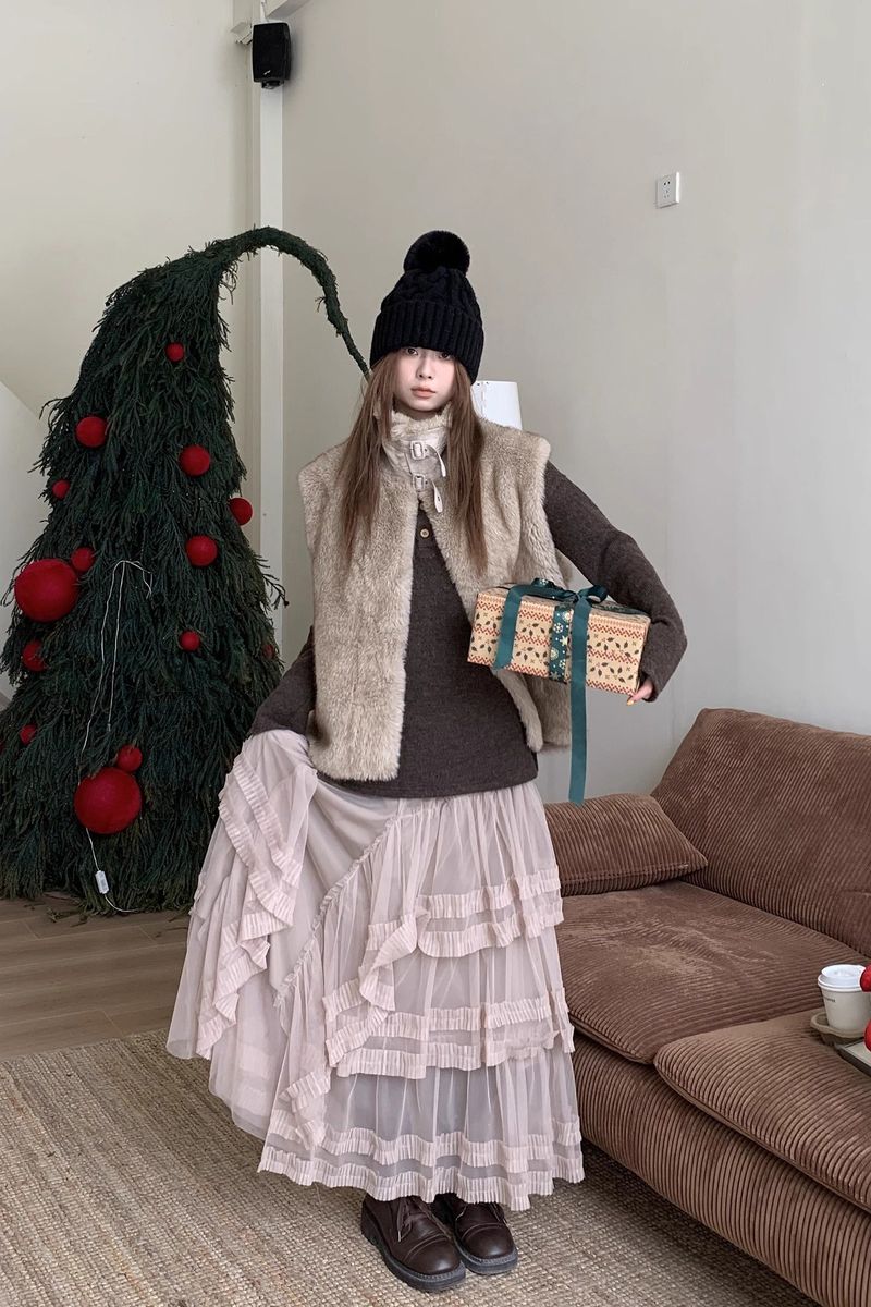 Cocoa cancan long frill skirt