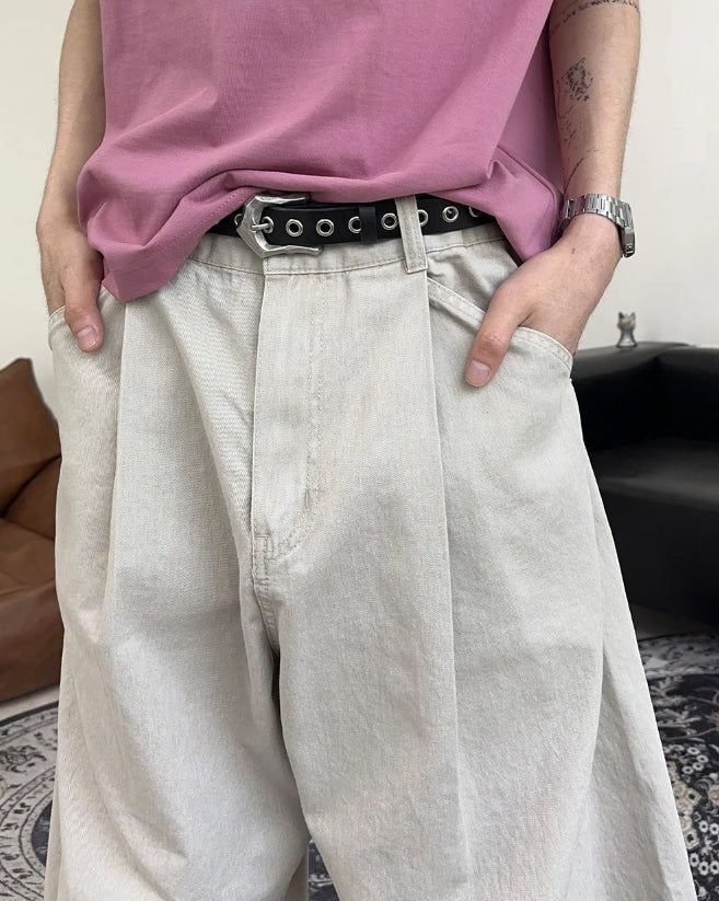 Lupen pintuck wide cotton pants