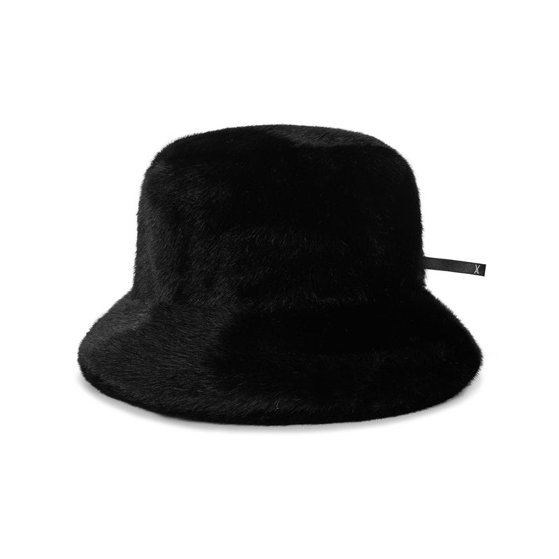 VA Long Label Fur Bucket Hat / Black