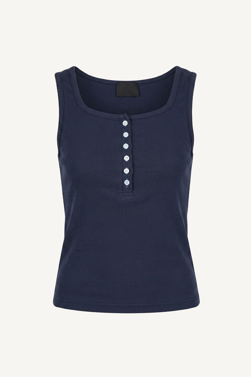 Button ribbed sleeveless