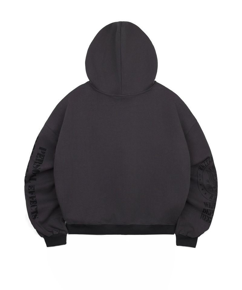 Marine Crack Print Hooded Zip-Up - Charcoal