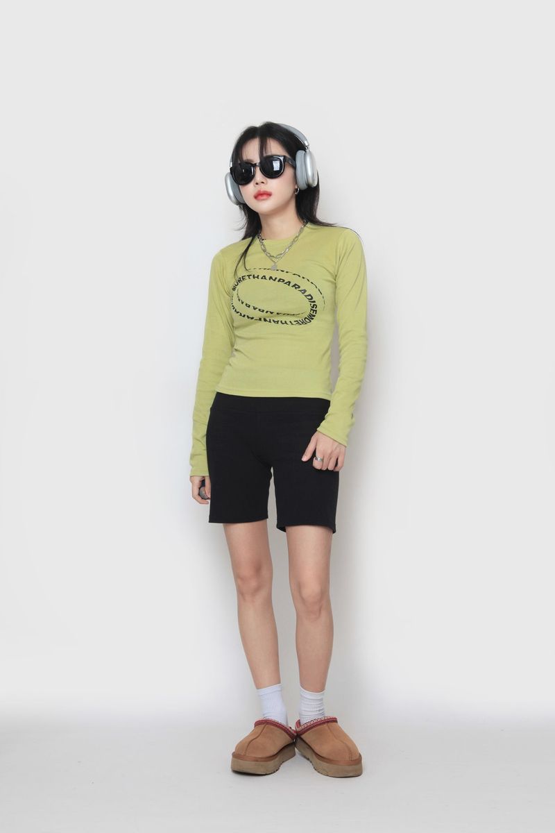 Wave Crop Long Sleeve T-Shirt