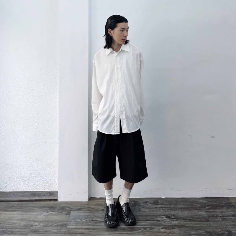 Micro-crinkle Baggy Shirt