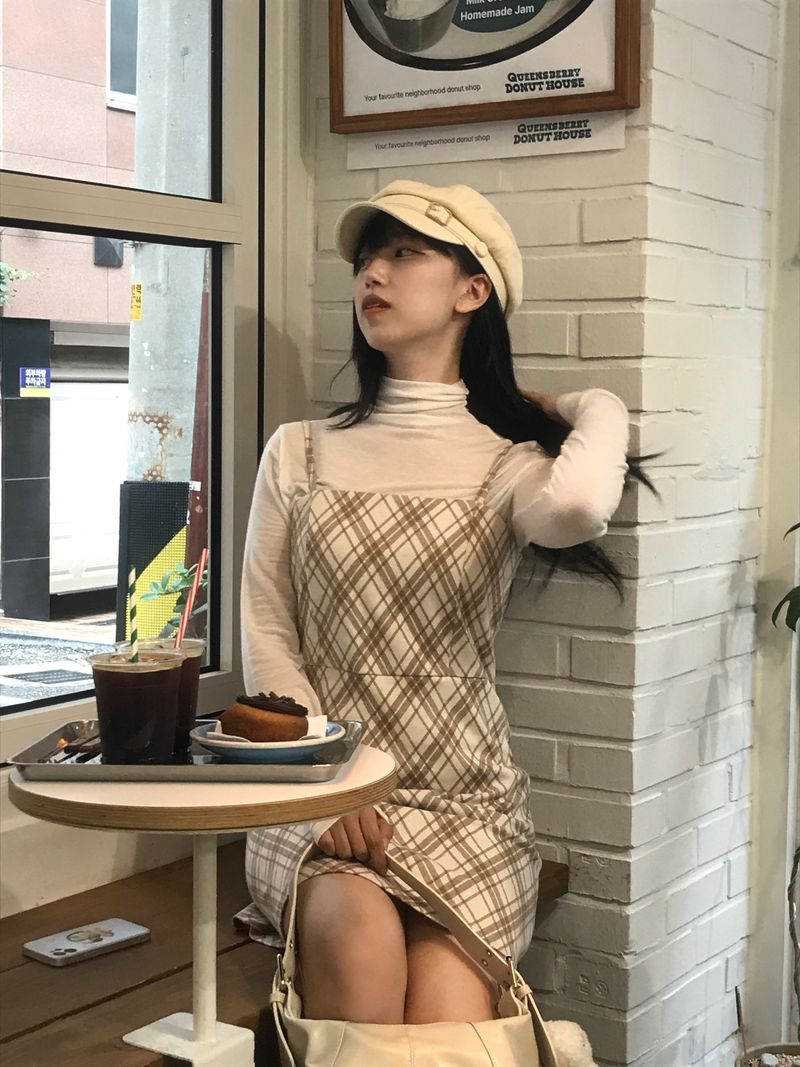 Layered romantic checkered bustier dress
