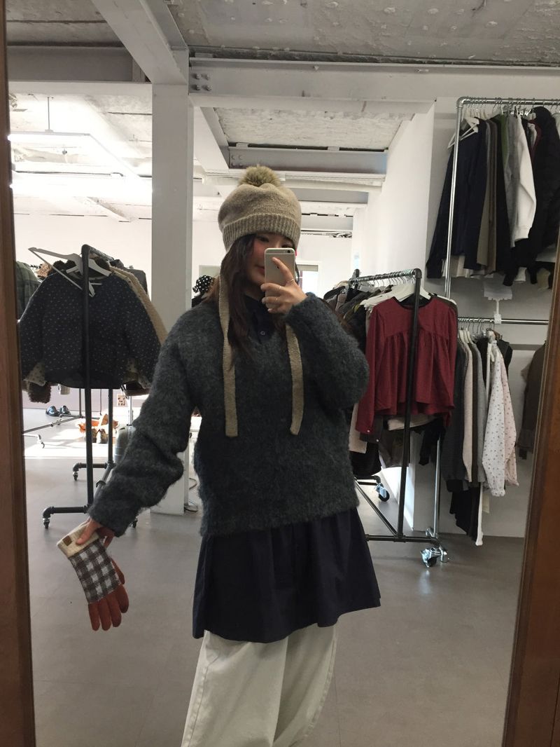 Pom-pom knit beret (3color)