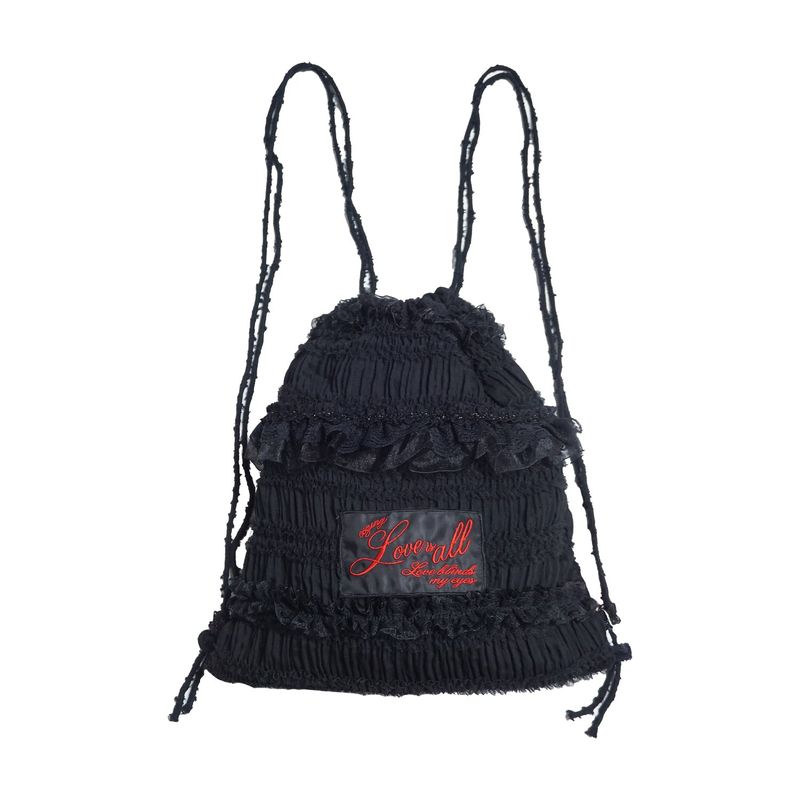 Lace string bag_black