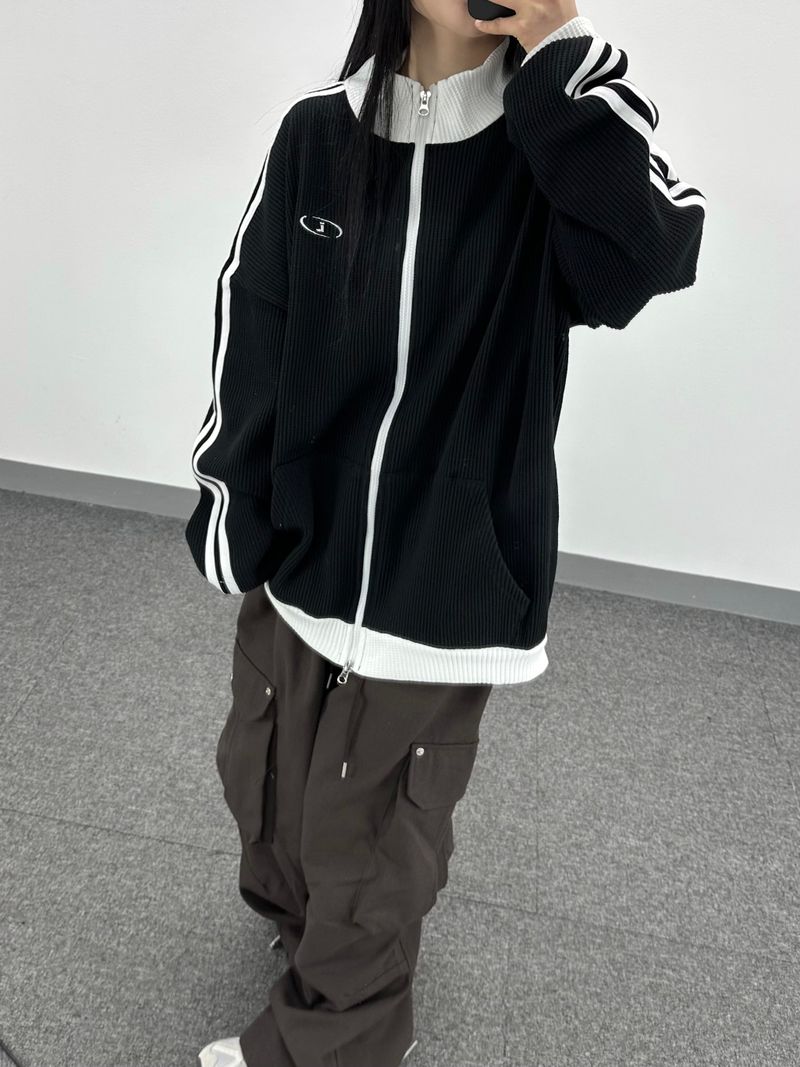 waffle track zip-up