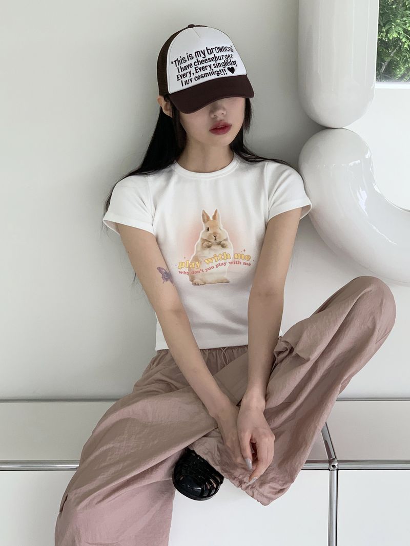 WONDER WONDER（ワンダーワンダー）の「[MADE] エルカバニーラビットプリントクロップド半袖Tシャツ（トップス）」