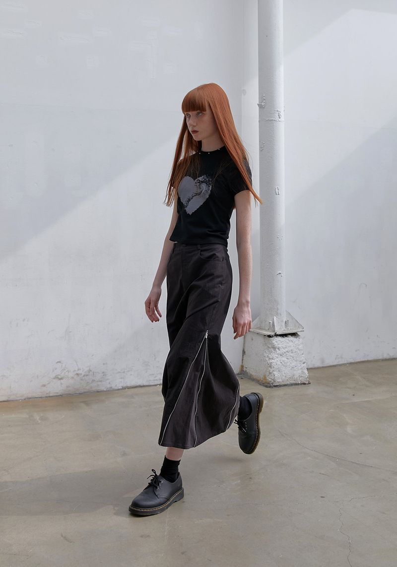 WASHED ZIPPER SKIRT
