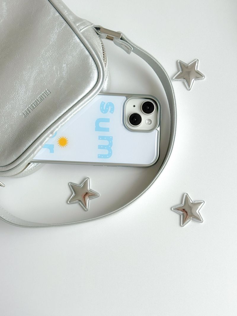 SUMMER WHITE BLUE Silver Epoxy Case