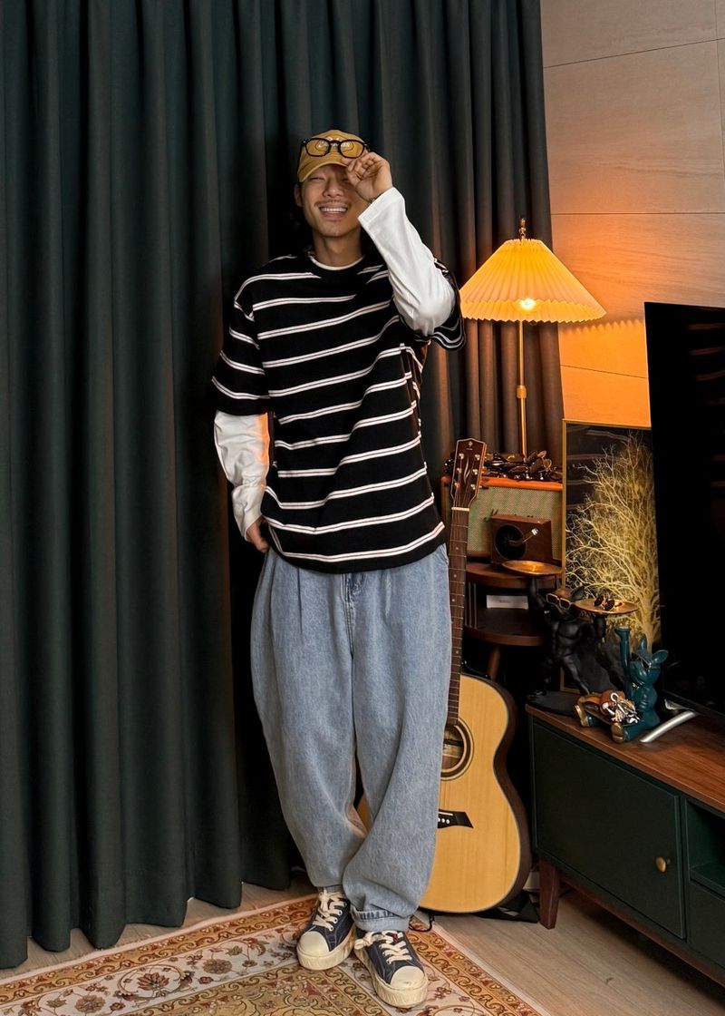 Striped Layered Long-Sleeve 2COLOR