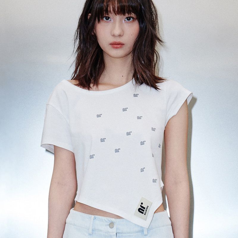 T10.00 Unbalanced Short-sleeved Printed T-shirt