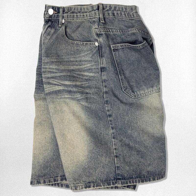Basic Washing Bermuda Denim Pants - 2COLOR