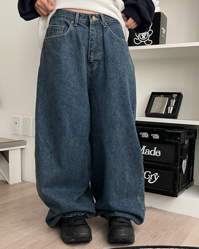 Aoi Semi Balloon Denim Wide Pants