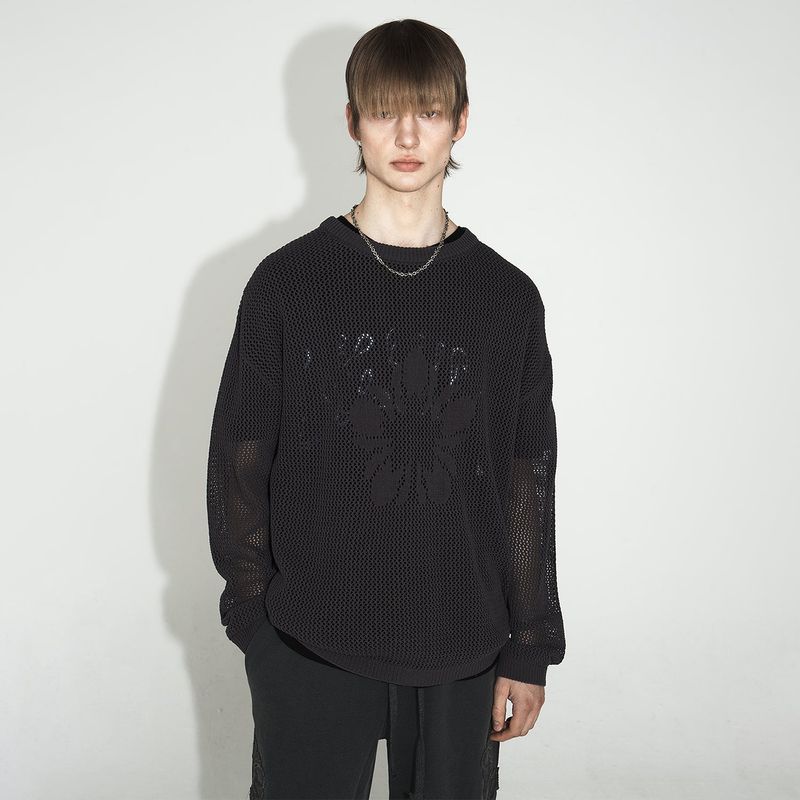 ULKIN（オルキン）の「[24SS LSD COLLECTION] MUGUNG Crochet Knit Pullover_Black（Tops）」