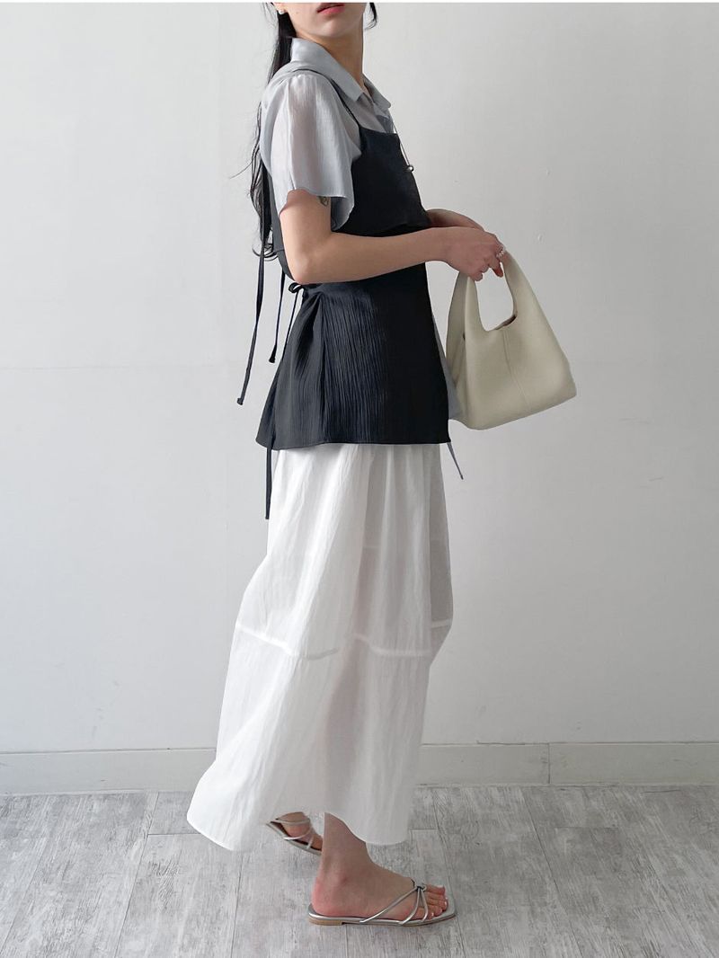 Juicy Nylon Flare Long Skirt