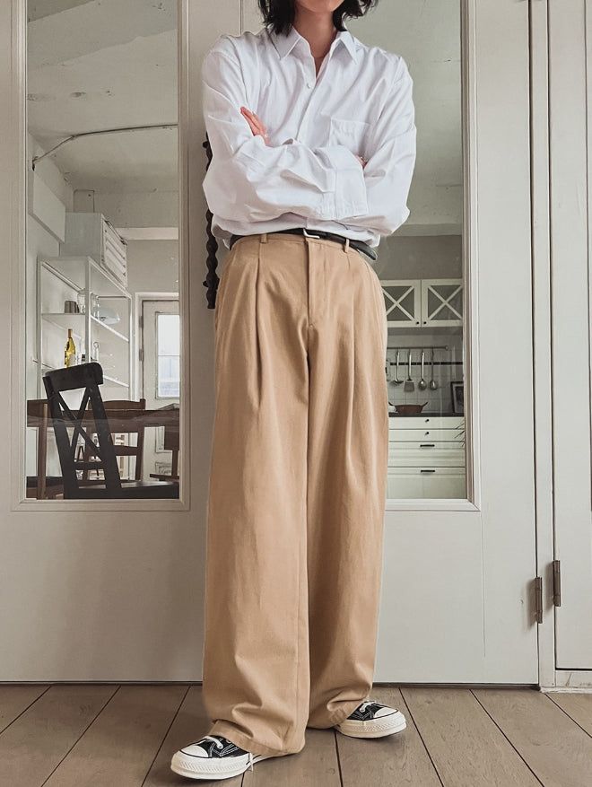 Neji two-tuck wide pants