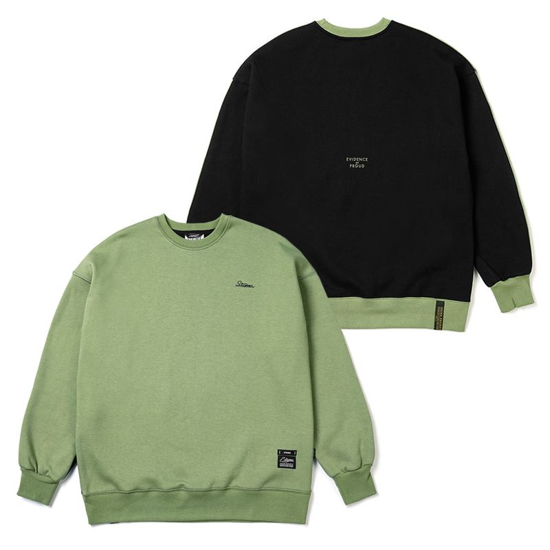 STIGMA(スティグマ)の「22 HALF COLOR OVERSIZED HEAVY SWEAT CREWNECK KHAKI BLACK(Tops)」