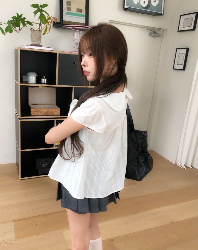 Ain Ribbon Short Sleeve Blouse