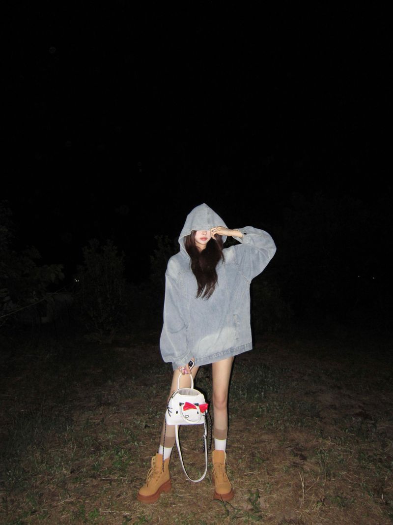 Denim washing hoodie