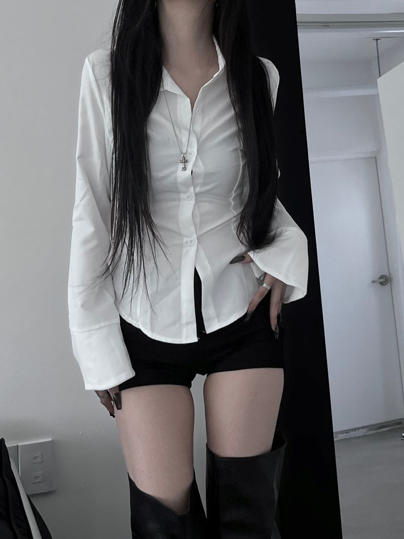back corset cuff shirt (2color)