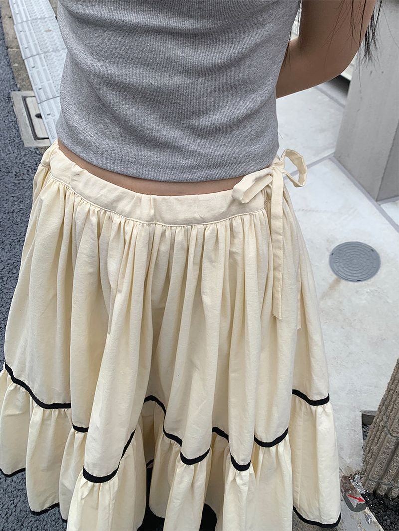 TAPE FLARE RIBBON SKIRT (2C)