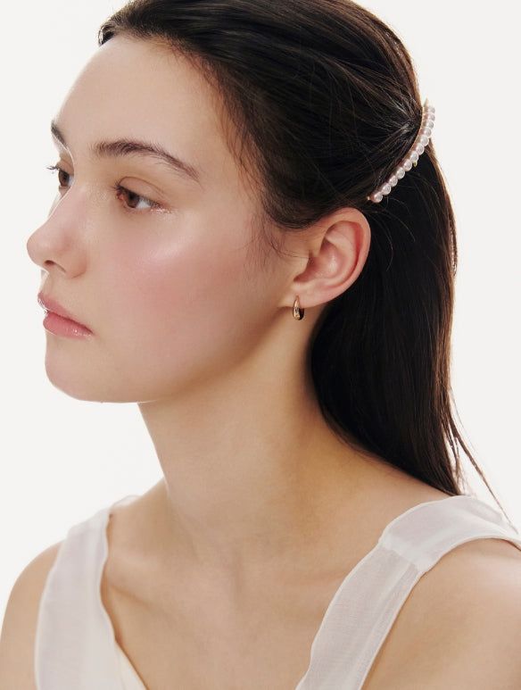 26SS★ Champagne First Moon Silver One-Touch Earrings S