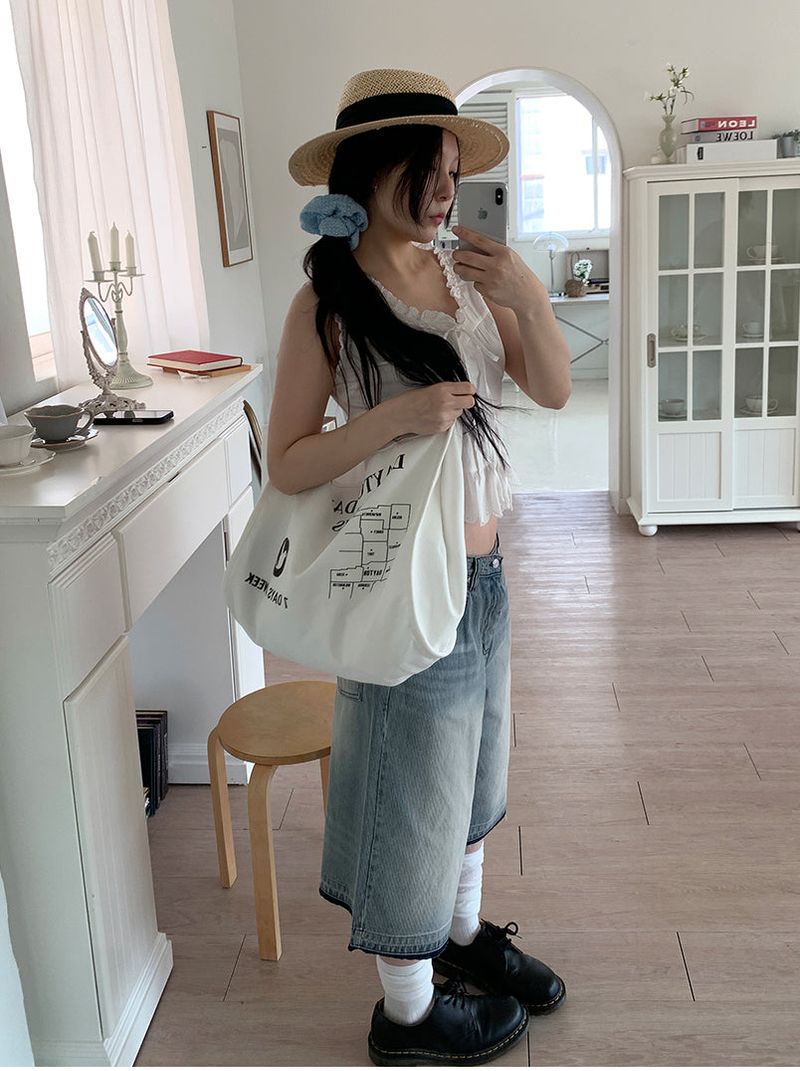 TEXTURE WIDE BERMUDA JEANS