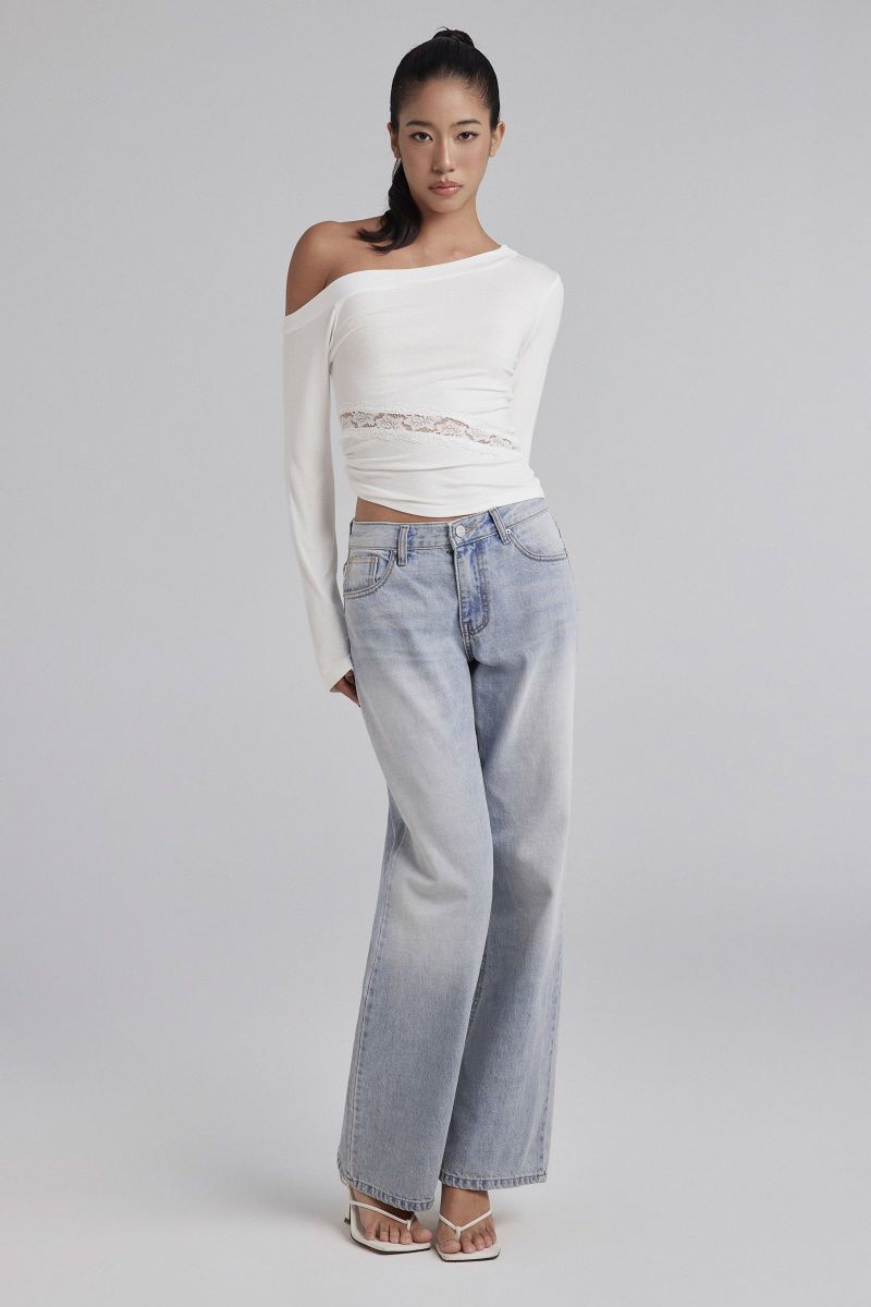 Krystal Clean Straight Low Jeans, Light Blue